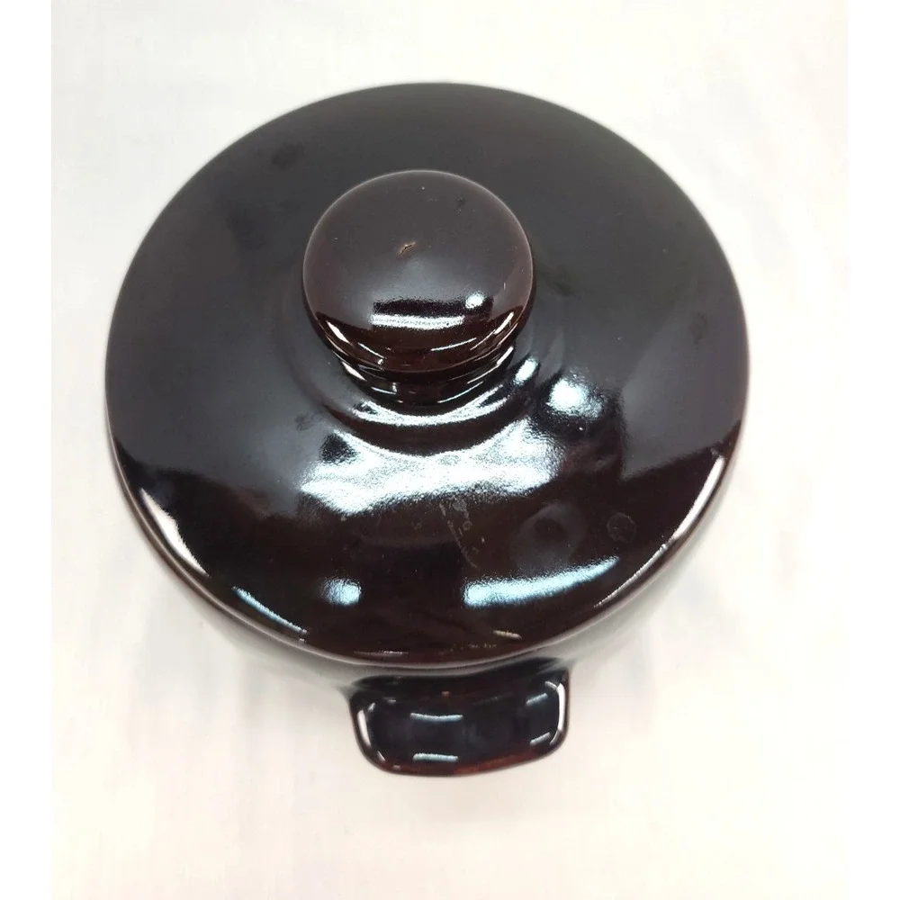 West Bend Vintage Bean Pot Crock Brown Glazed Stoneware USA Pottery 1950's